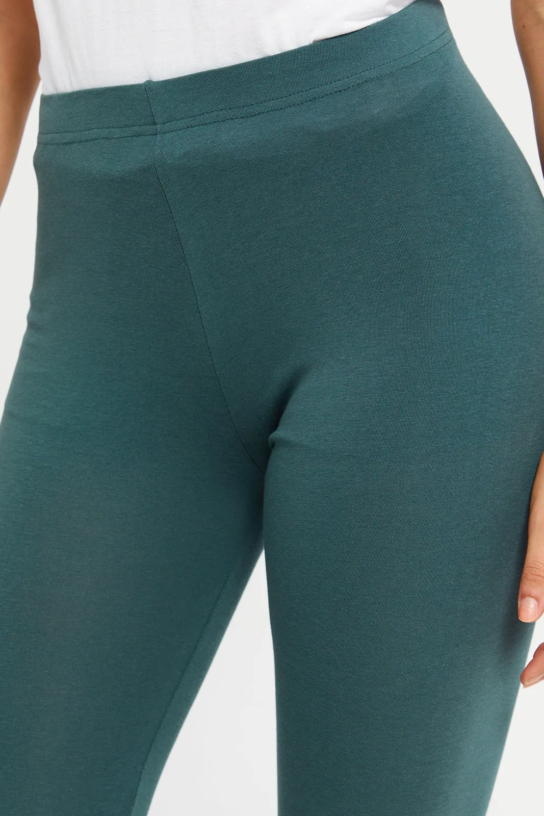 Women Teal Cropped Leggings