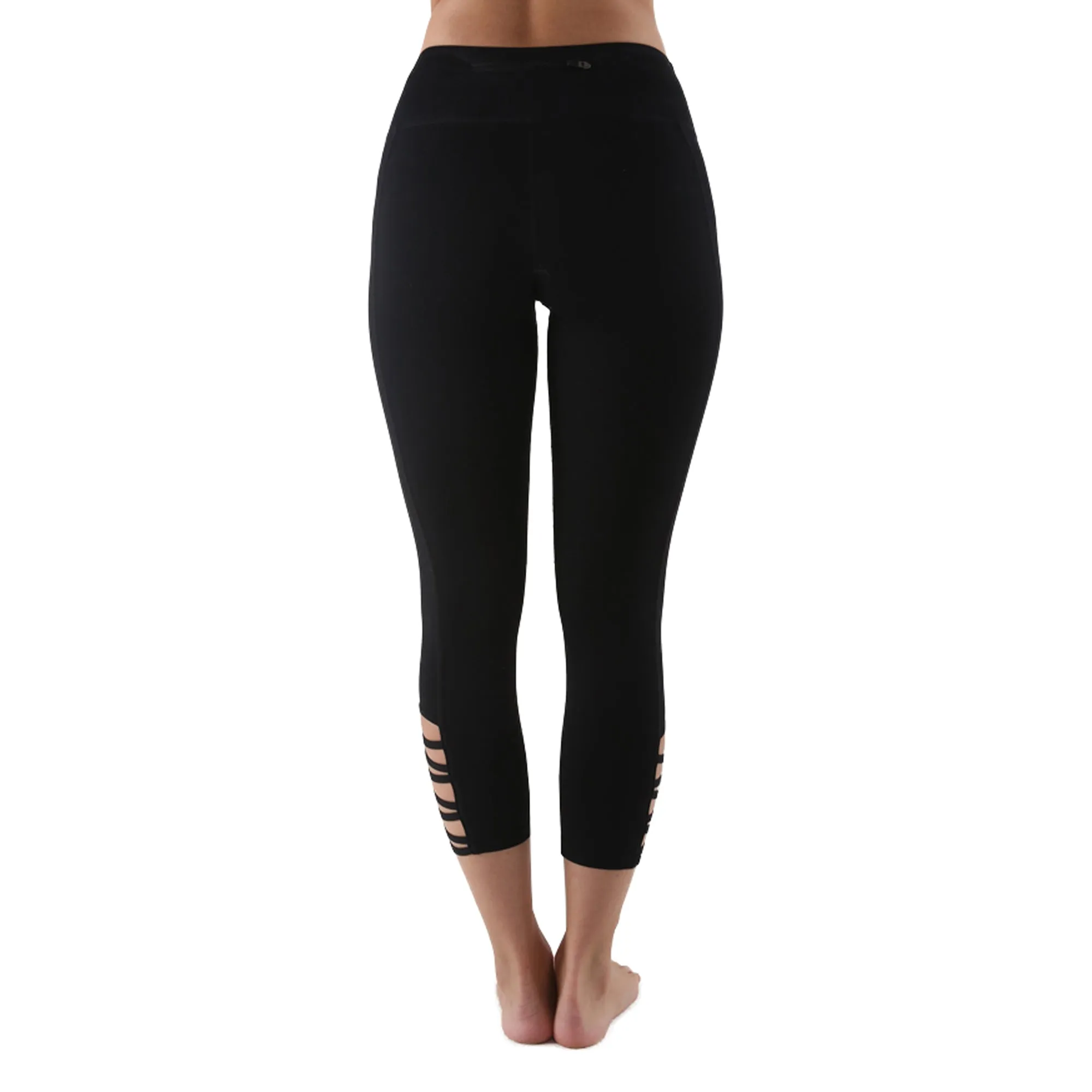 Women's Active Capri Yoga Compression Leggings - Black