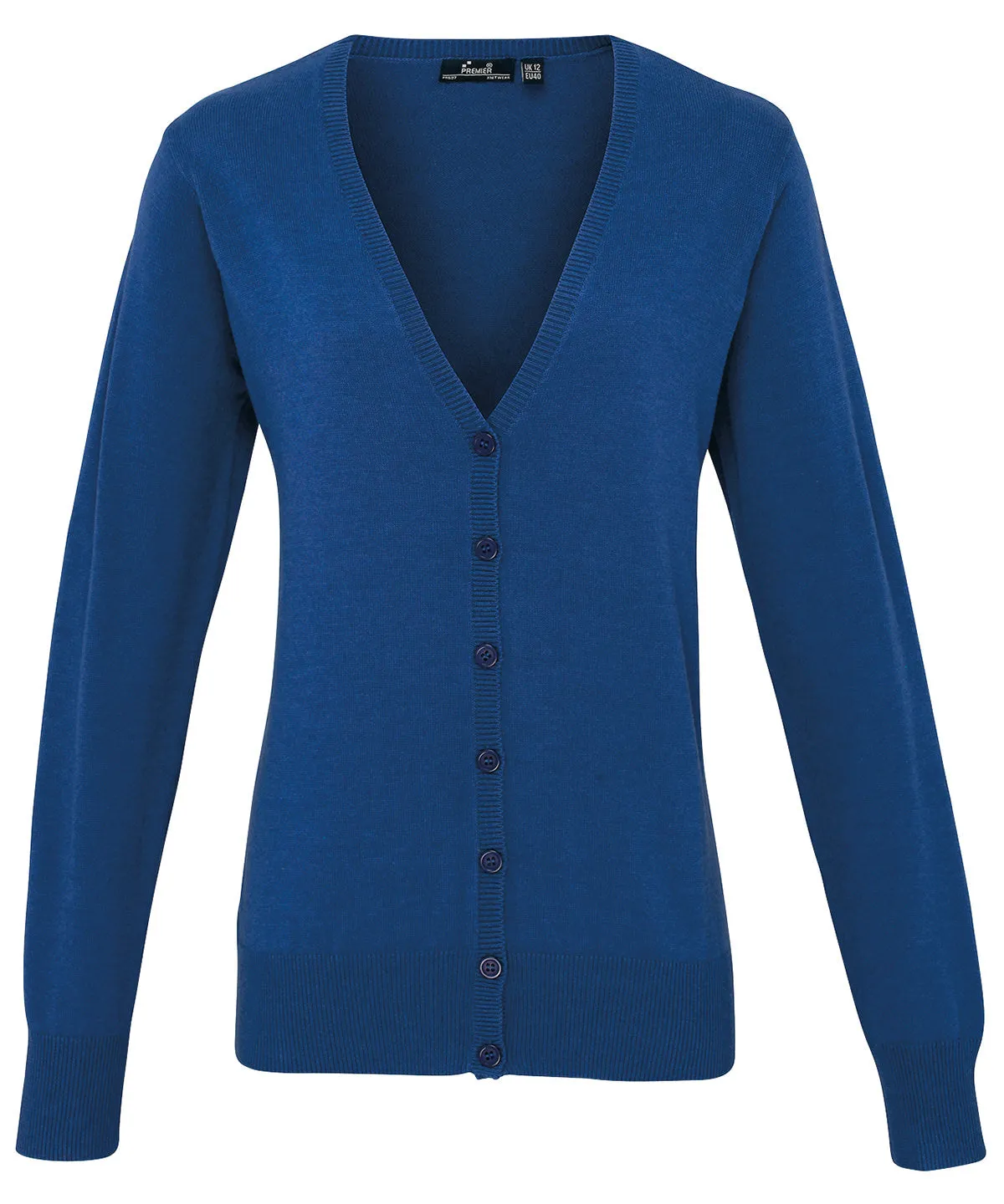 Womens button-through knitted cardigan | Royal