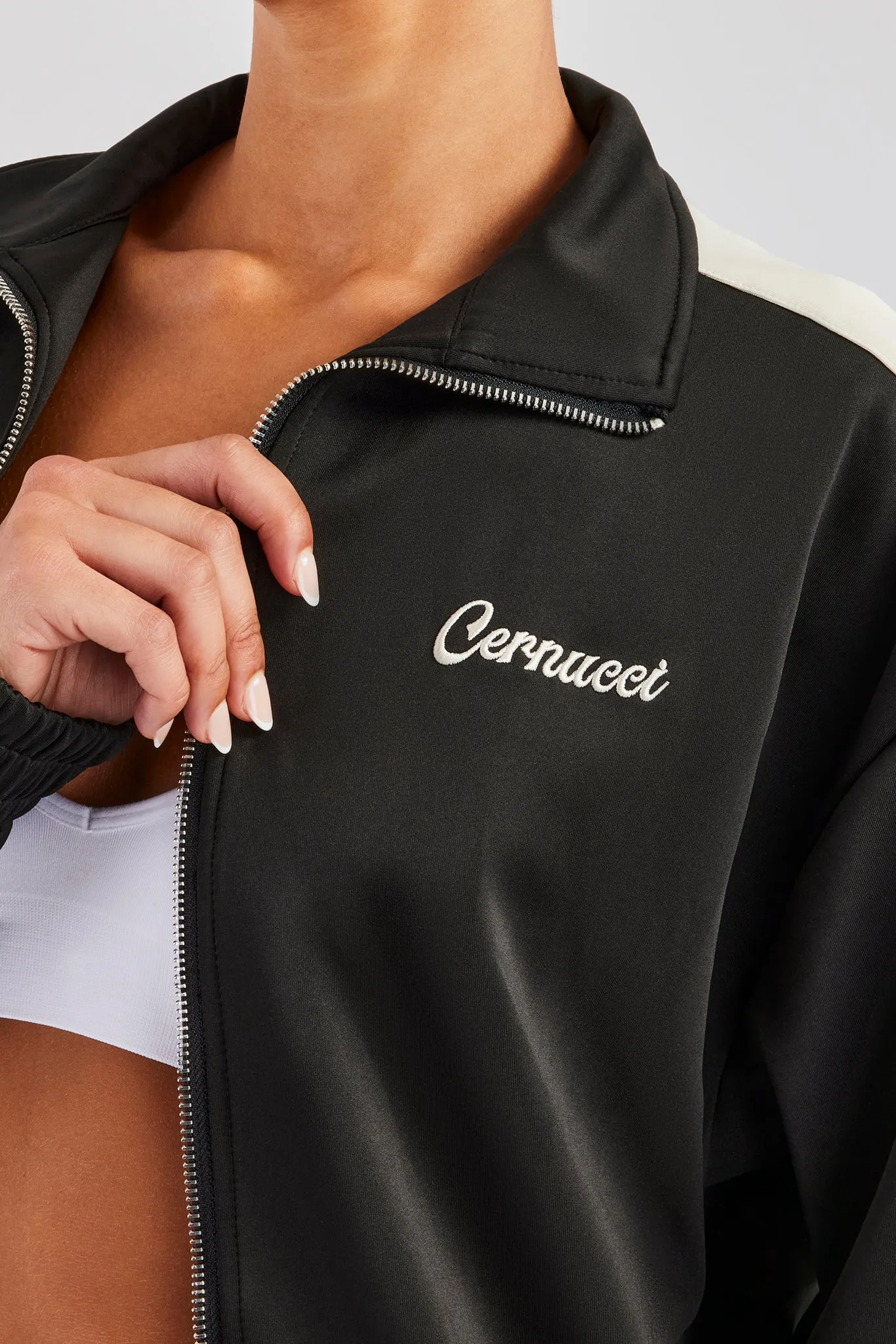 Womens Contrast Panel Track Jacket - Black