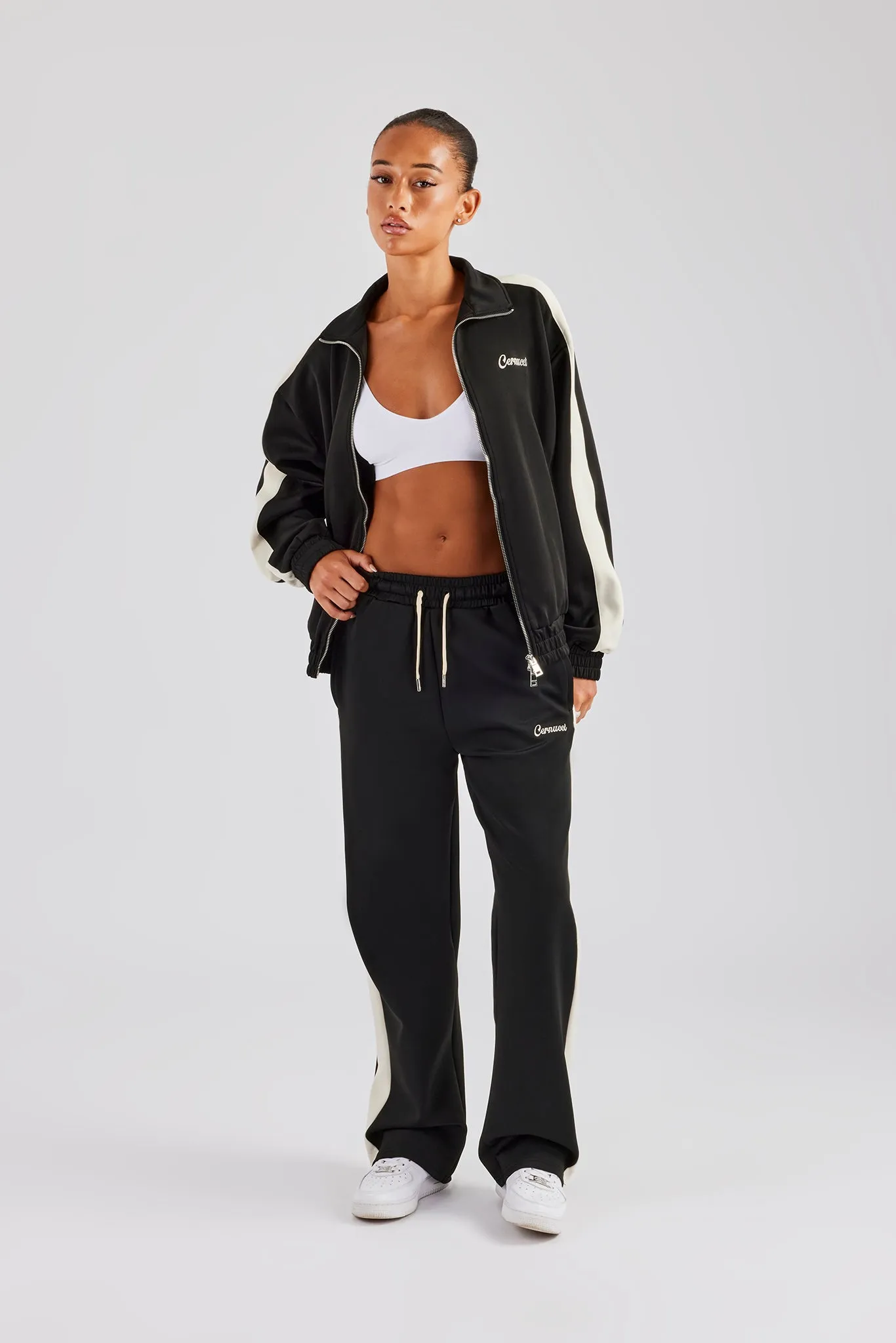 Womens Contrast Panel Track Jacket - Black