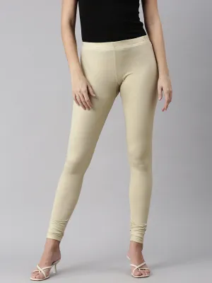 Women's Gold Solid Leggings