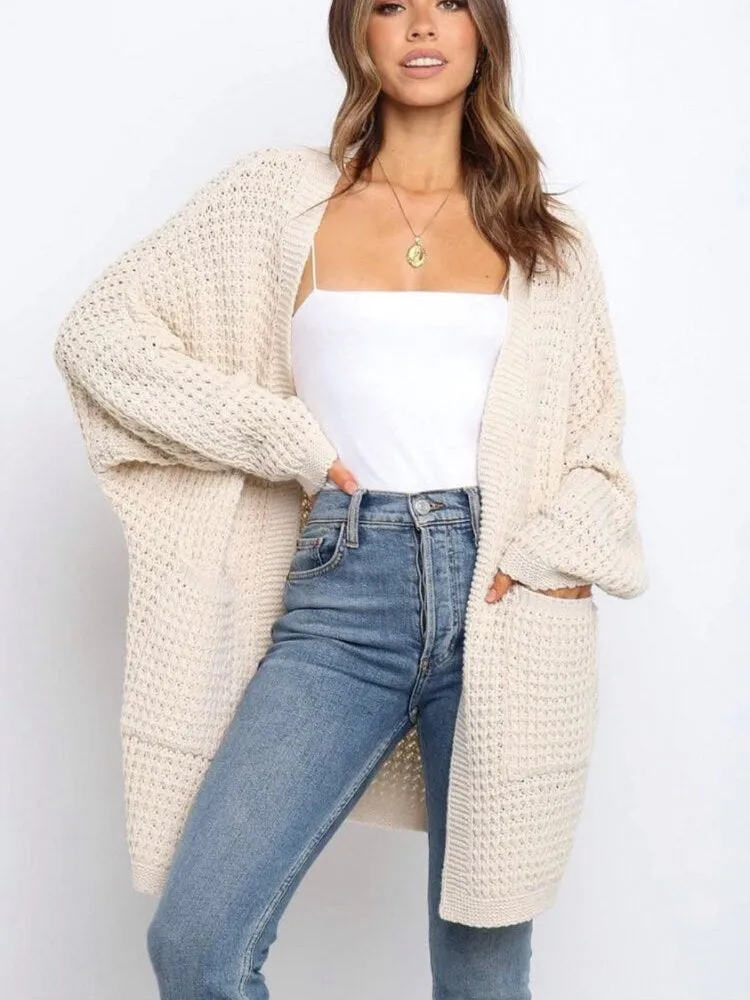 Women's Knitted Cardigan Top Autumn Winter Loose Sweater Coat Casual Street Women's Clothing Oversized Cardigan Black Sweater