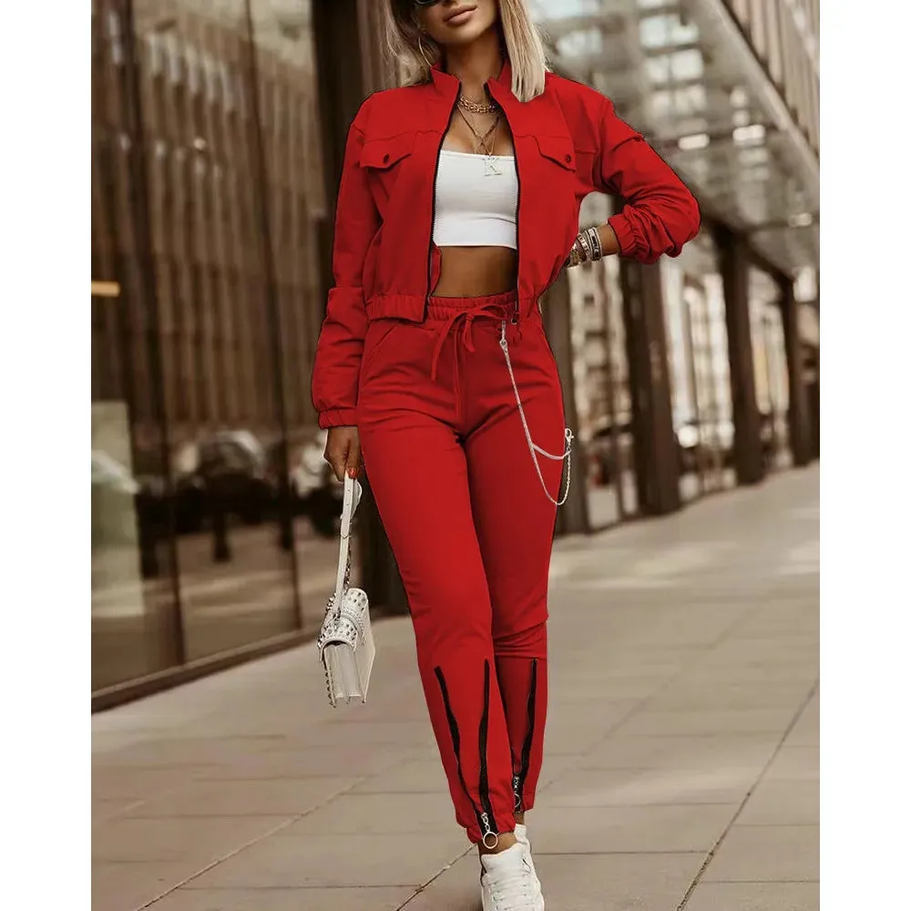 Women's Long Sleeved Jacket Leggings 2-piece Set*