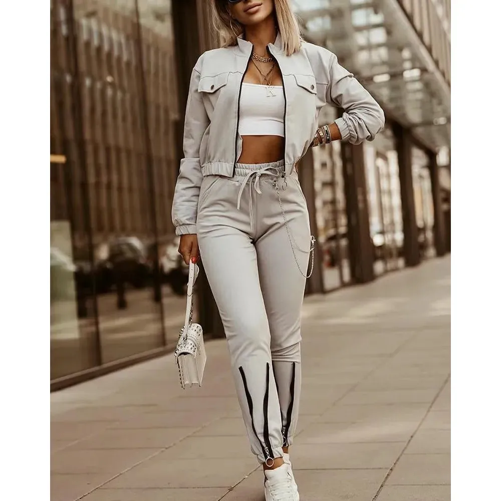 Women's Long Sleeved Jacket Leggings 2-piece Set*