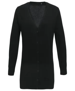 Womens longline knitted cardigan | Black