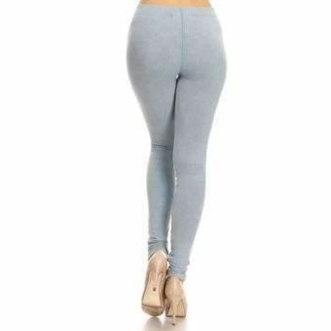 Yelete Ladies' Distressed Denim Jean Leggings