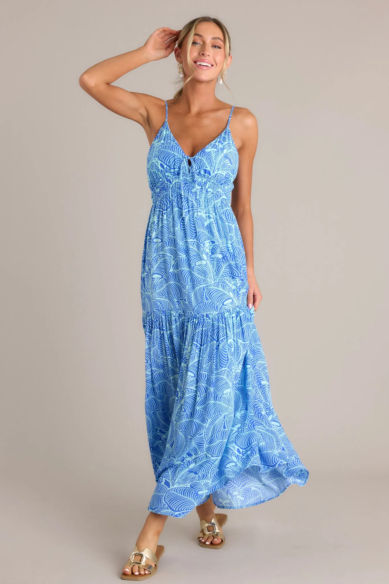 Z Supply Lisbon Arta Floral Blue Wave Maxi Dress