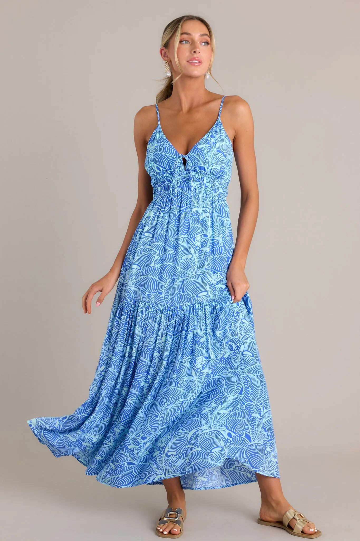 Z Supply Lisbon Arta Floral Blue Wave Maxi Dress