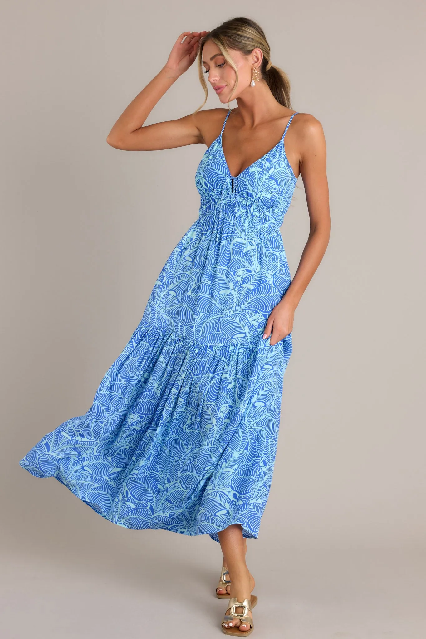 Z Supply Lisbon Arta Floral Blue Wave Maxi Dress