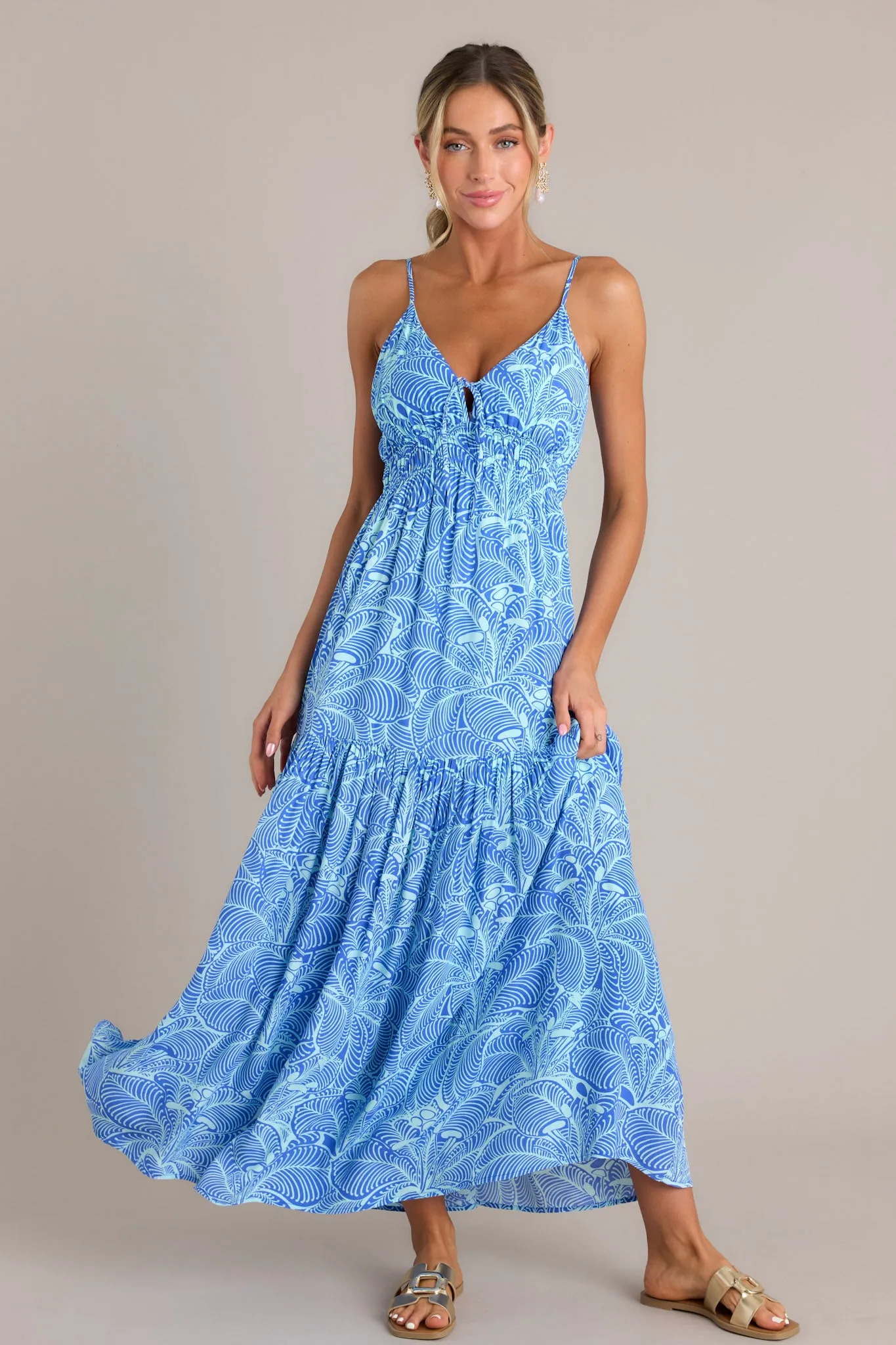 Z Supply Lisbon Arta Floral Blue Wave Maxi Dress